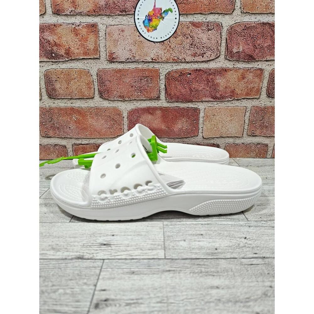 Crocs Baya II Slides Men's 7 / Women's 9 Solid White Slides NWT 208215-100